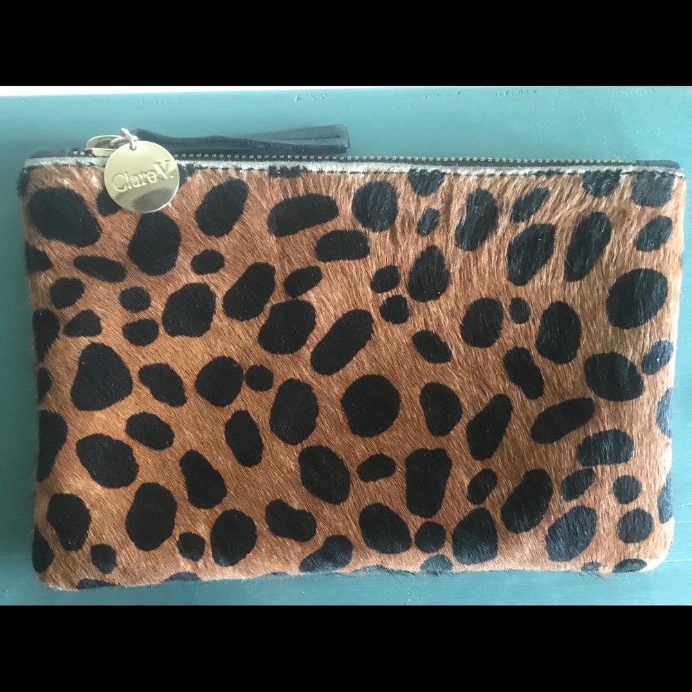 Clare V. Wallet Clutch Leopard Hair